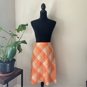 Vintage 70s Peach Plaid Skirt